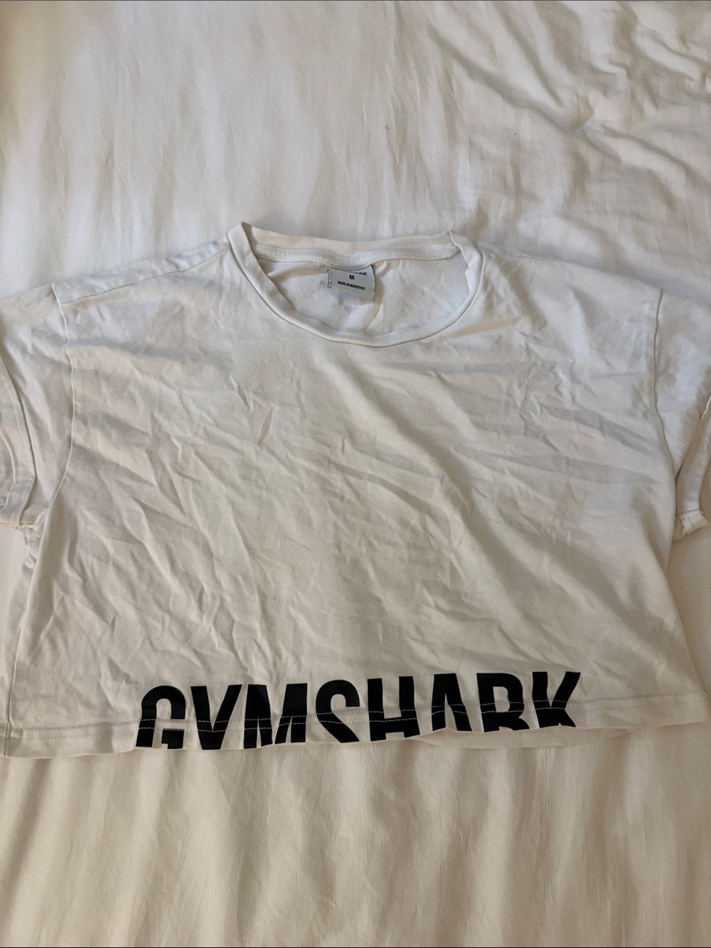 Gymshark White Cropped Tee with Black Logo